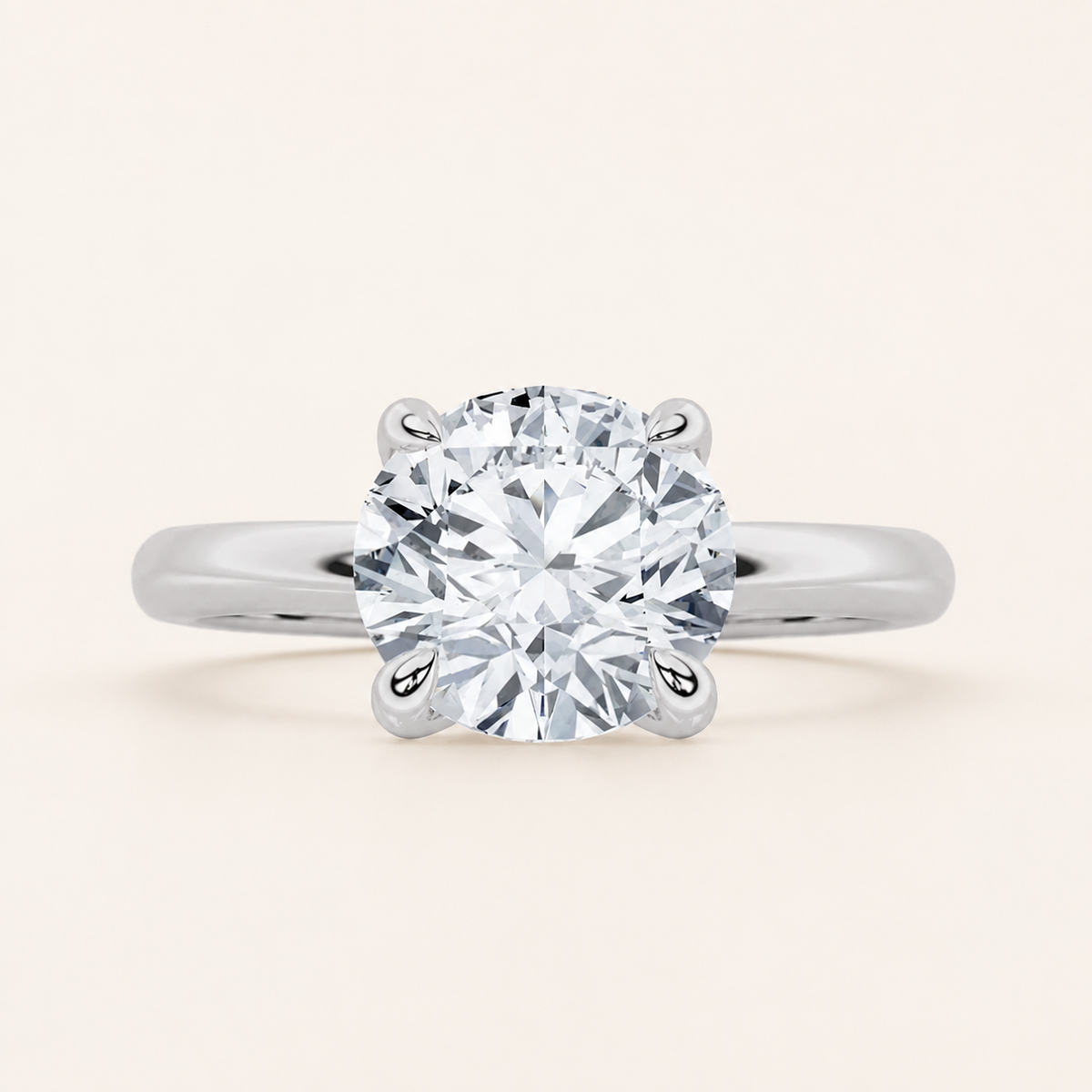 2CT Round Cut Lab Grown Diamond Solitaire Ring