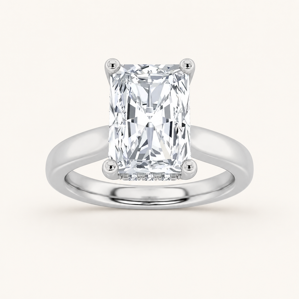 1CT Radiant Cut Lab Grown Diamond Hidden Halo Ring