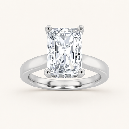 1CT Radiant Cut Lab Grown Diamond Hidden Halo Ring