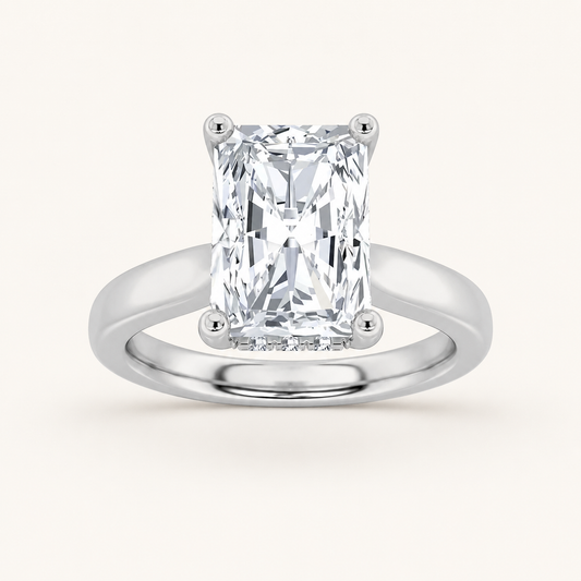 1CT Radiant Cut Lab Grown Diamond Hidden Halo Ring