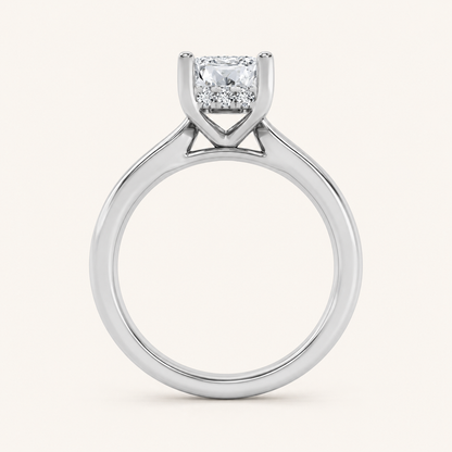 1CT Radiant Cut Lab Grown Diamond Hidden Halo Ring
