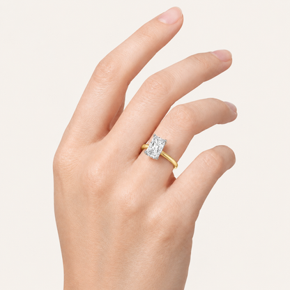 2.00 CT Radiant Cut Lab Grown Diamond Hidden Halo Ring