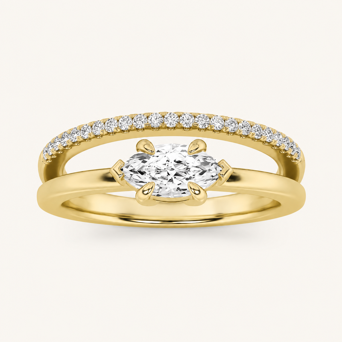 0.50 CT Marquise Cut Lab Grown Diamond East West Side Stone Ring