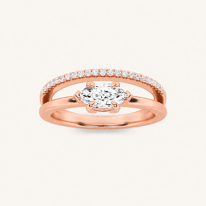 0.50 CT Marquise Cut Lab Grown Diamond East West Side Stone Ring