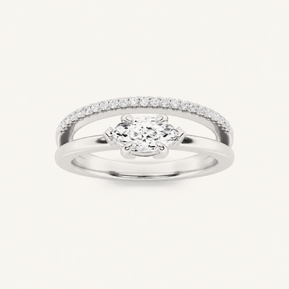 0.50 CT Marquise Cut Lab Grown Diamond East West Side Stone Ring