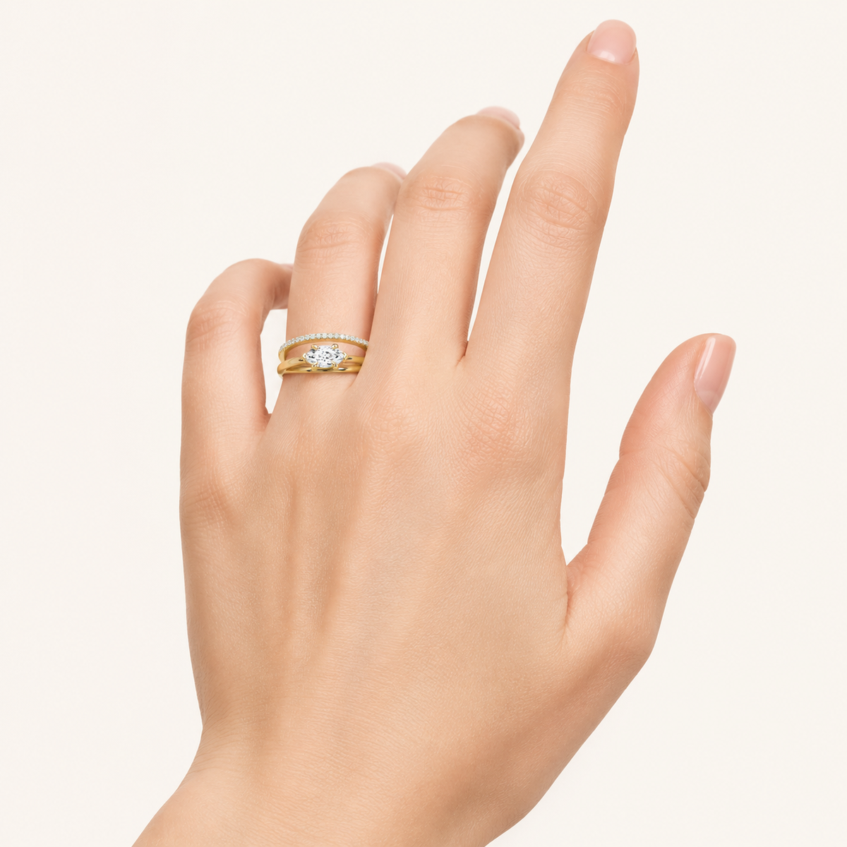 0.50 CT Marquise Cut Lab Grown Diamond East West Side Stone Ring