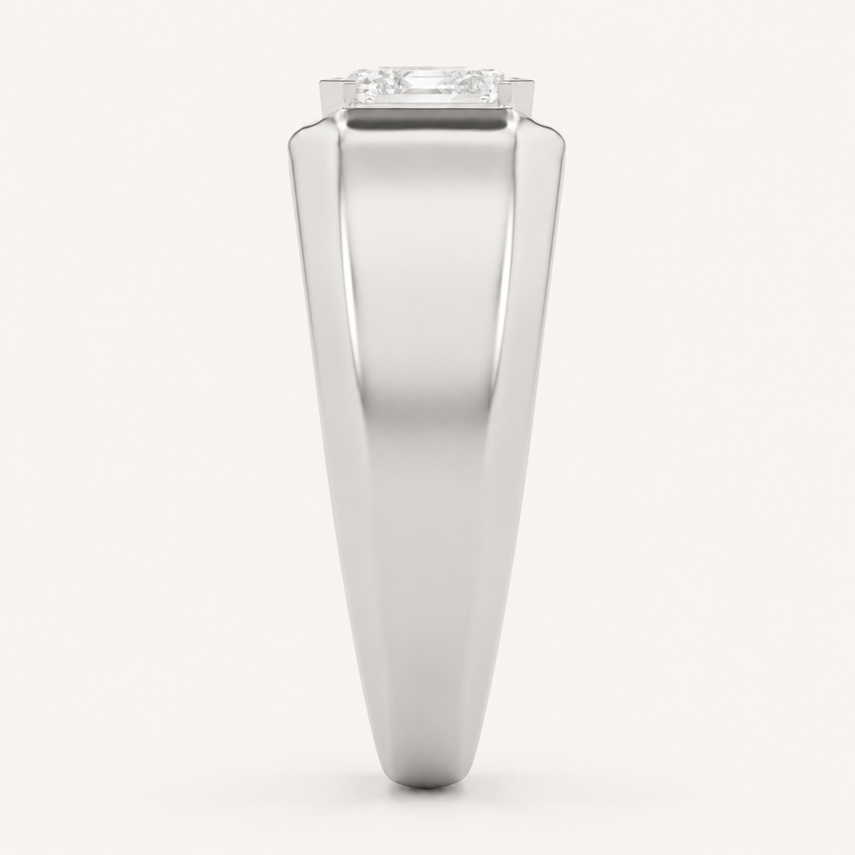 3CT Emerald Cut Lab Grown Diamond Solitaire East West Men's Ring