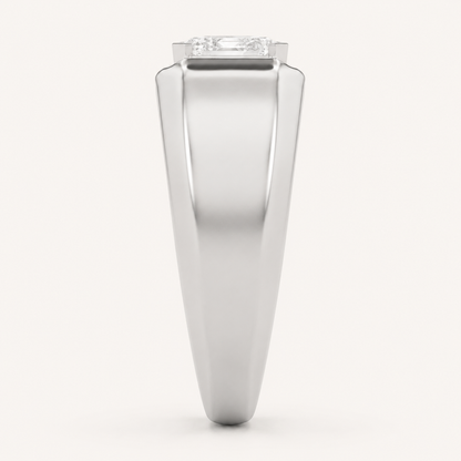 3CT Emerald Cut Lab Grown Diamond Solitaire East West Men's Ring
