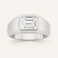 3CT Emerald Cut Lab Grown Diamond Solitaire East West Men's Ring