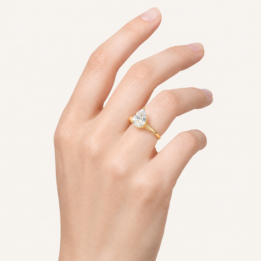 3.00 CT Pear Cut Lab Grown Diamond Hidden Halo Ring