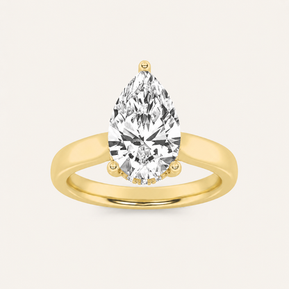 3.00 CT Pear Cut Lab Grown Diamond Hidden Halo Ring
