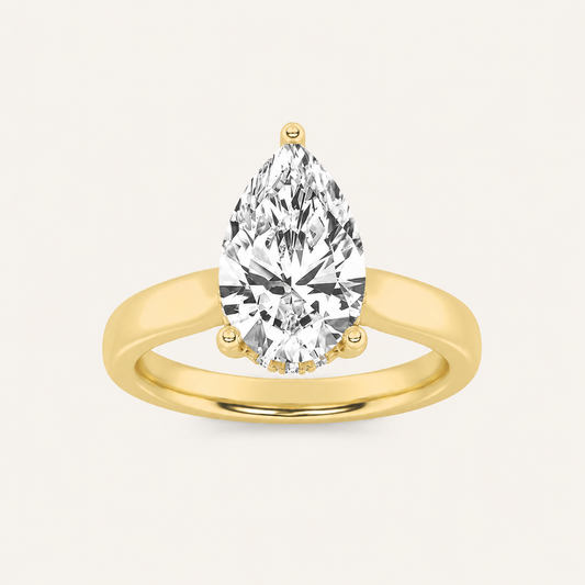 3.00 CT Pear Cut Lab Grown Diamond Hidden Halo Ring