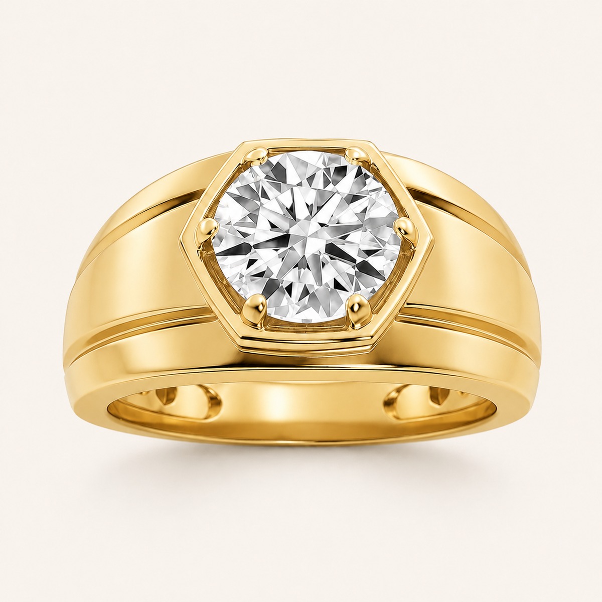 2CT Round Cut Lab Grown Diamond Solitaire Men's Ring