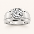 2CT Round Cut Lab Grown Diamond Solitaire Men's Ring