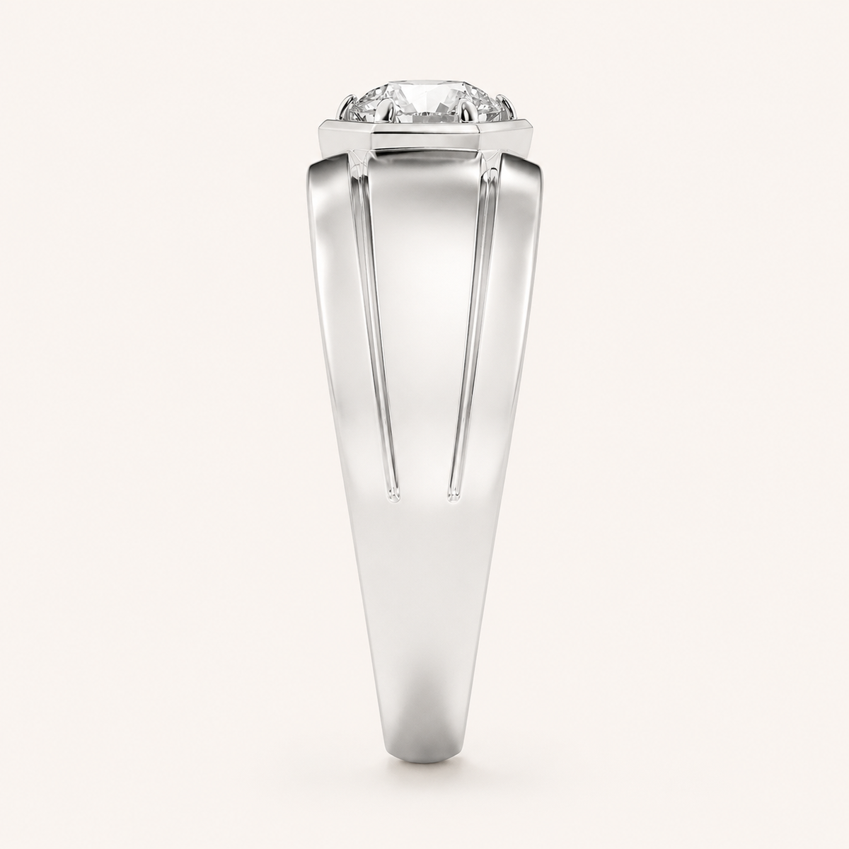 2CT Round Cut Lab Grown Diamond Solitaire Men's Ring