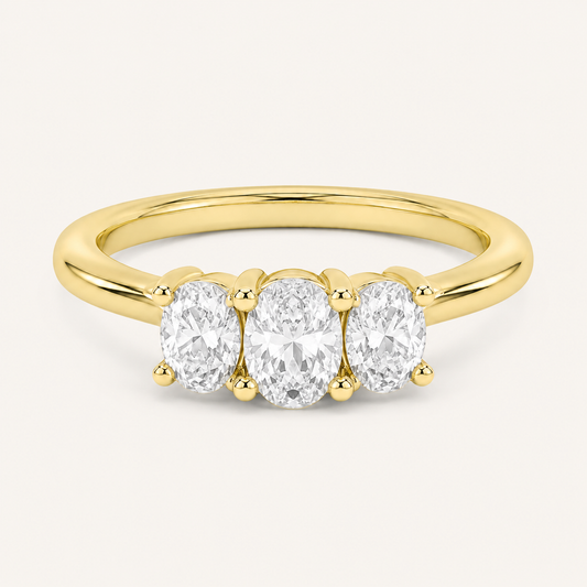 3.00 Ct Oval Cut Lab Grown Diamond Three Stone Ring