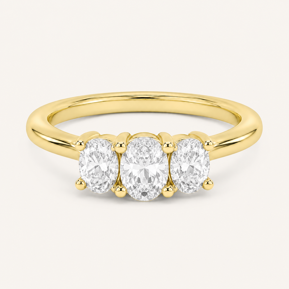 1.00 CT Oval Cut Lab Grown Diamond Three Stone Ring