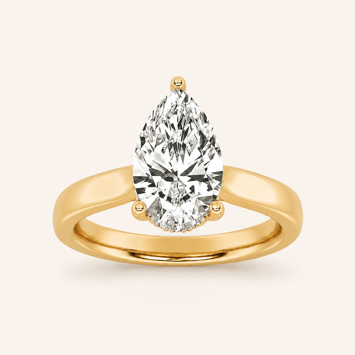 2.00 CT Pear Cut Lab Grown Diamond Hidden Halo Ring
