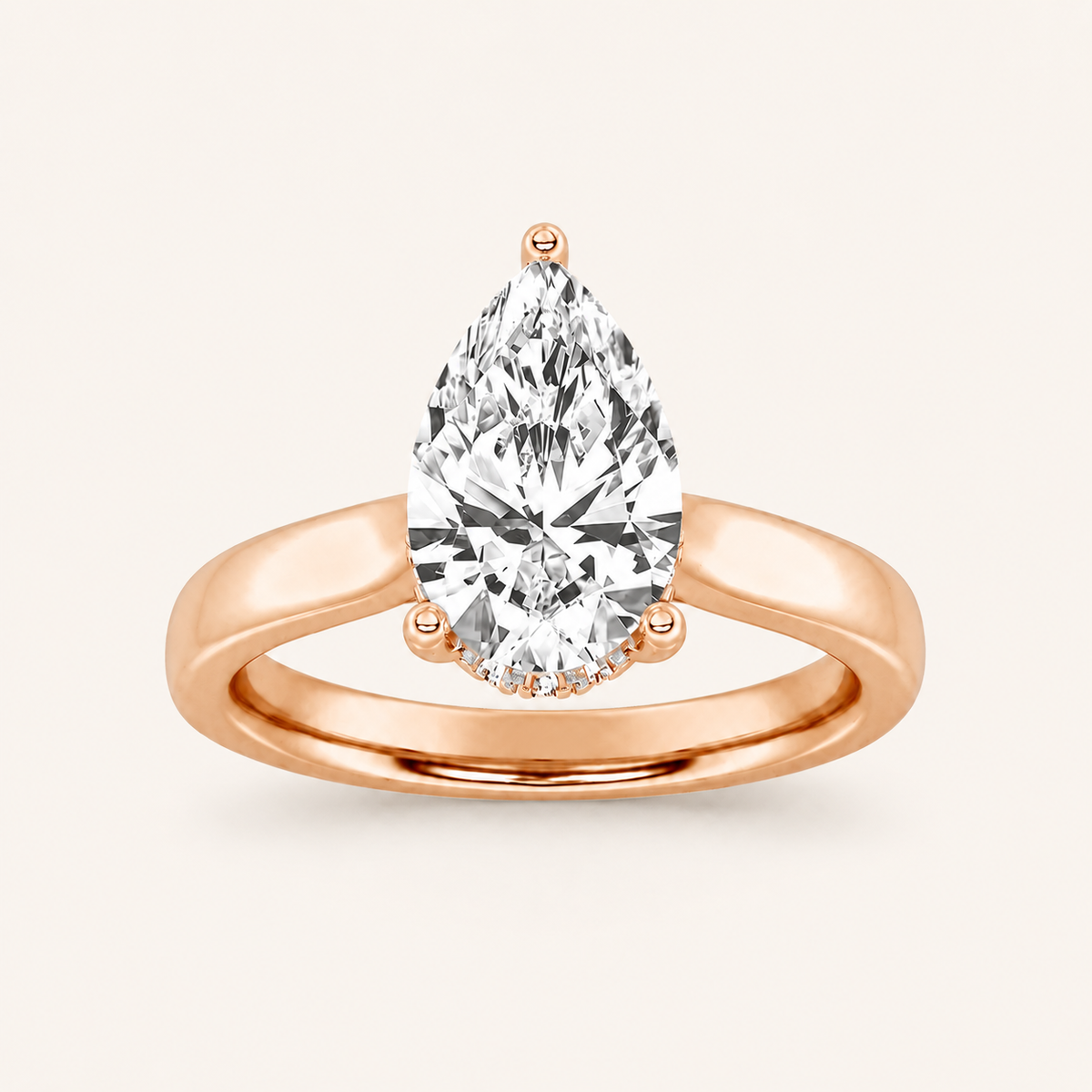 1.00 CT Pear Cut Lab Grown Diamond Hidden Halo Ring