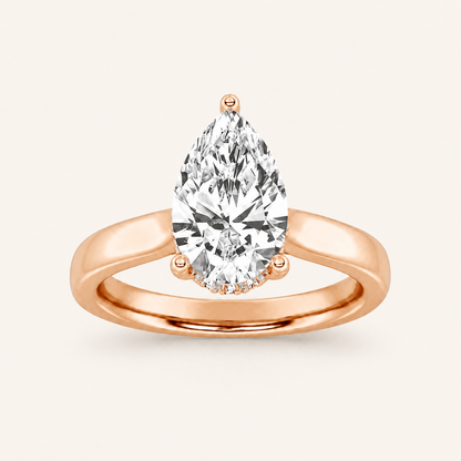 1.00 CT Pear Cut Lab Grown Diamond Hidden Halo Ring