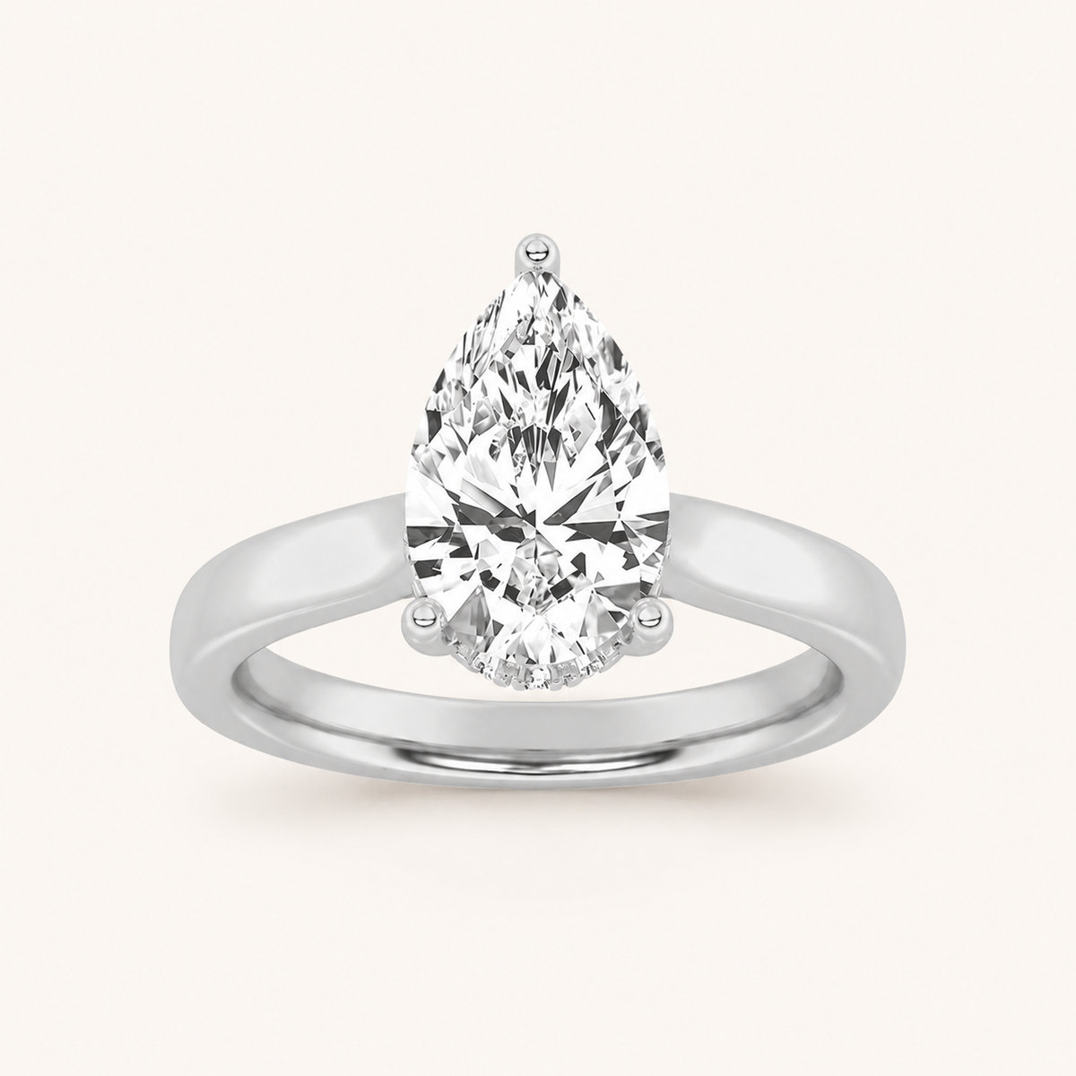 1.00 CT Pear Cut Lab Grown Diamond Hidden Halo Ring