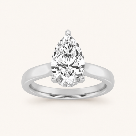 1.00 CT Pear Cut Lab Grown Diamond Hidden Halo Ring