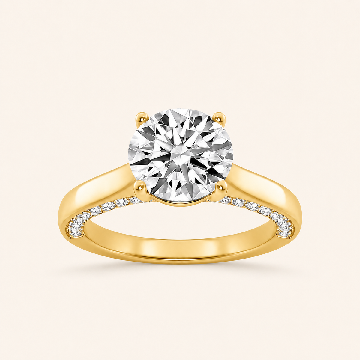 1.33 CT Round Cut Lab Grown Diamond Side Stone Ring