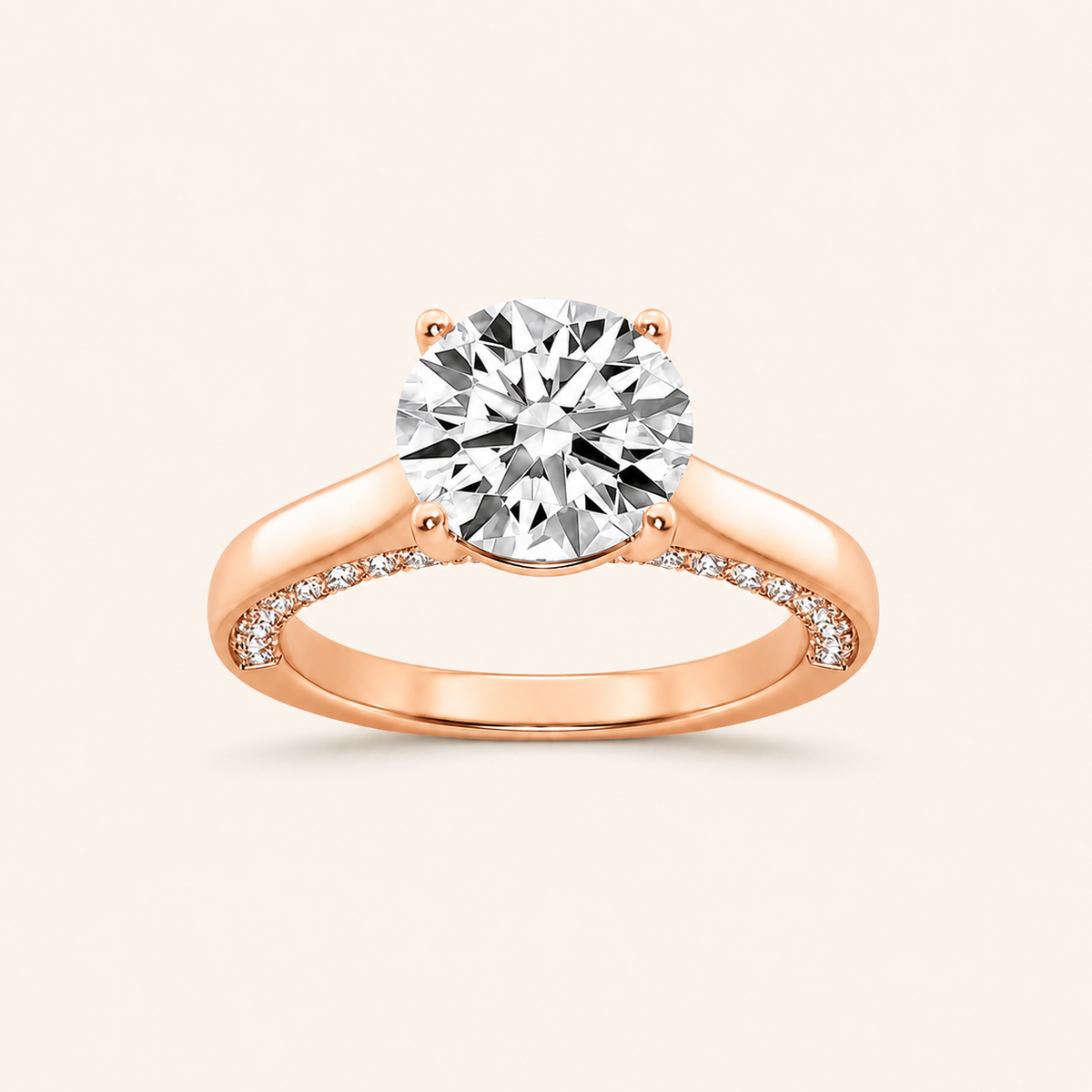 2.00 CT Round Cut Lab Grown Diamond Side Stone Ring