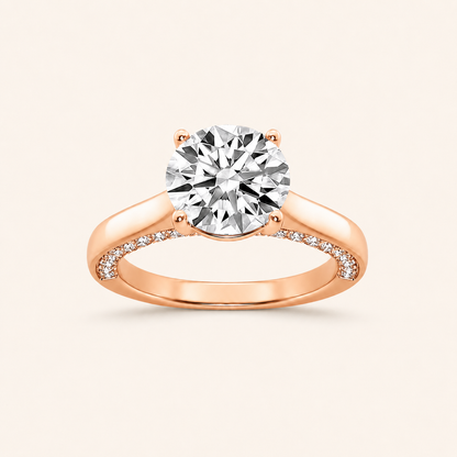 2.00 CT Round Cut Lab Grown Diamond Side Stone Ring