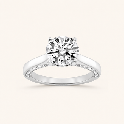 2.00 CT Round Cut Lab Grown Diamond Side Stone Ring
