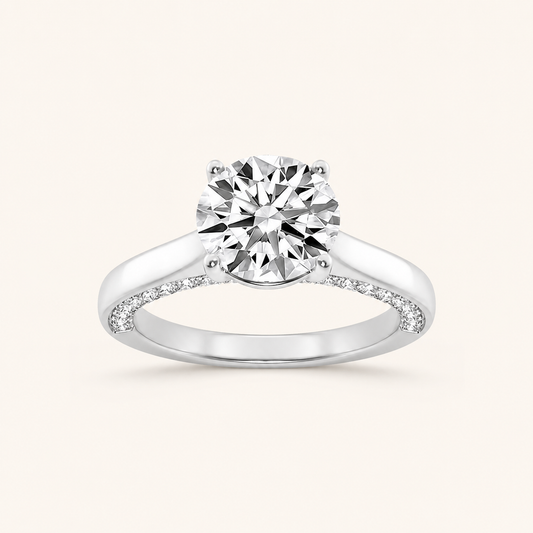 2.00 CT Round Cut Lab Grown Diamond Side Stone Ring