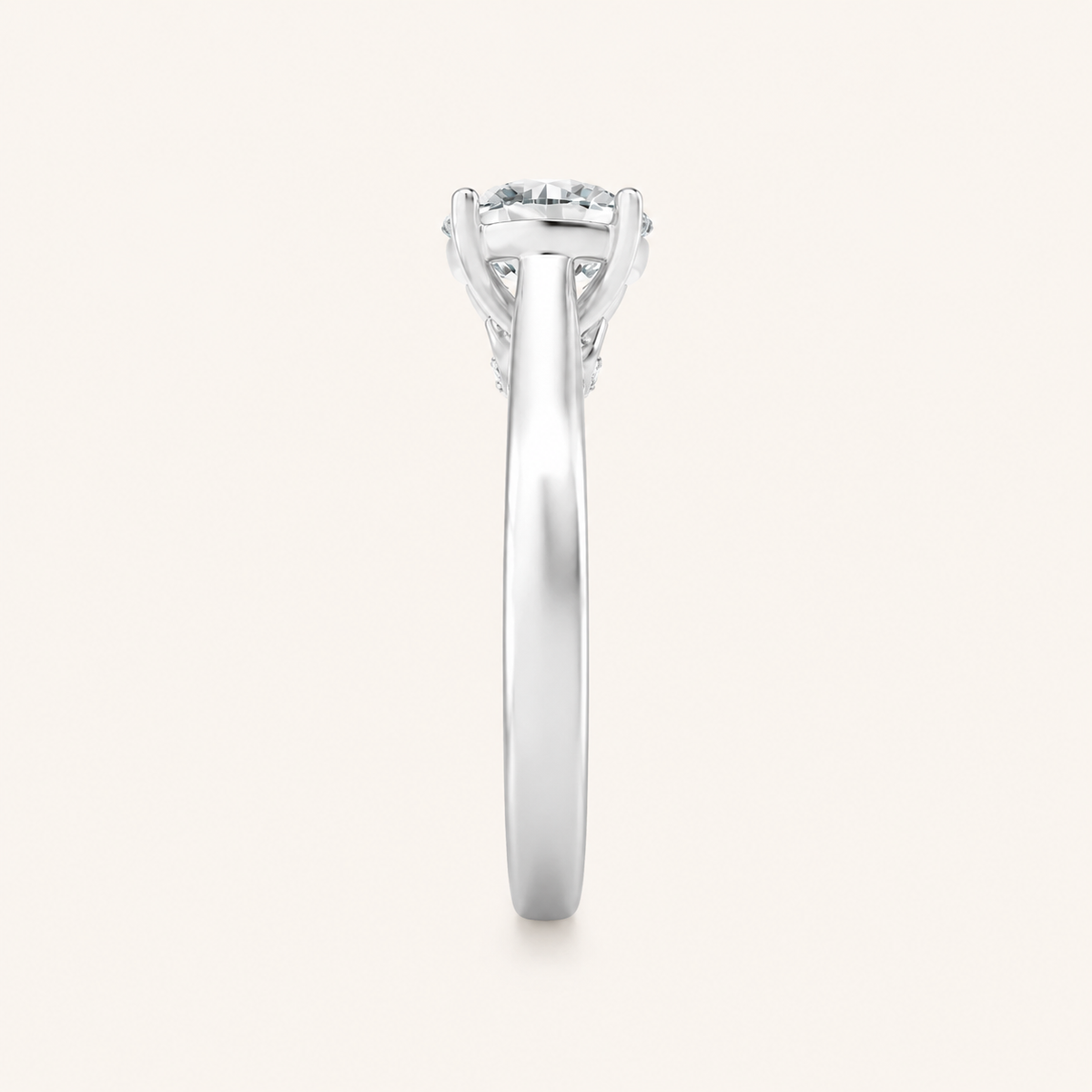 2.00 CT Round Cut Lab Grown Diamond Side Stone Ring