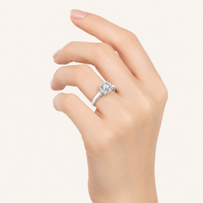 2.00 CT Round Cut Lab Grown Diamond Side Stone Ring