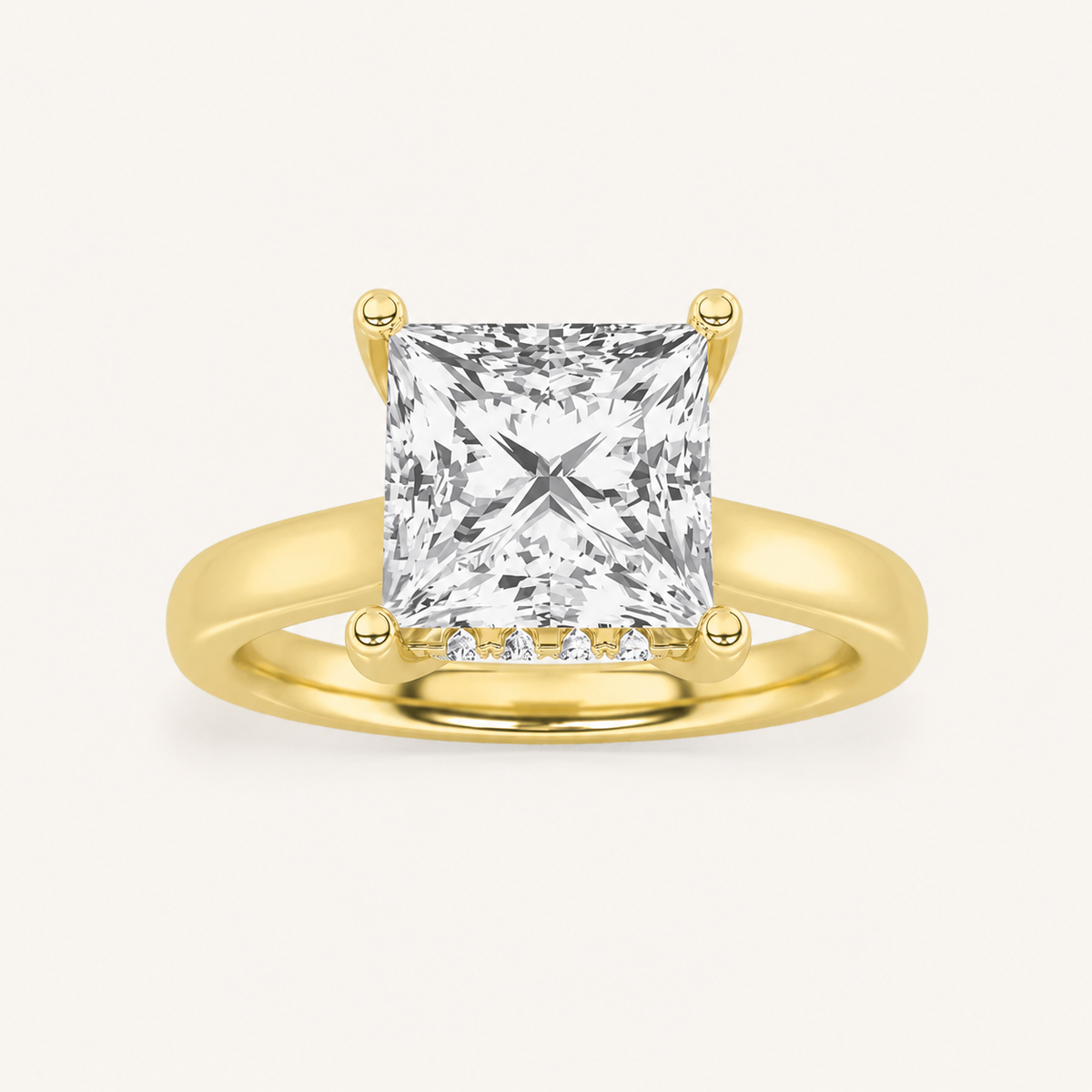 2.00 CT Princess Cut Lab Grown Diamond Hidden Halo Ring