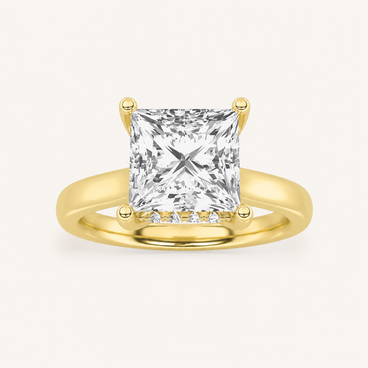 2.00 CT Princess Cut Lab Grown Diamond Hidden Halo Ring