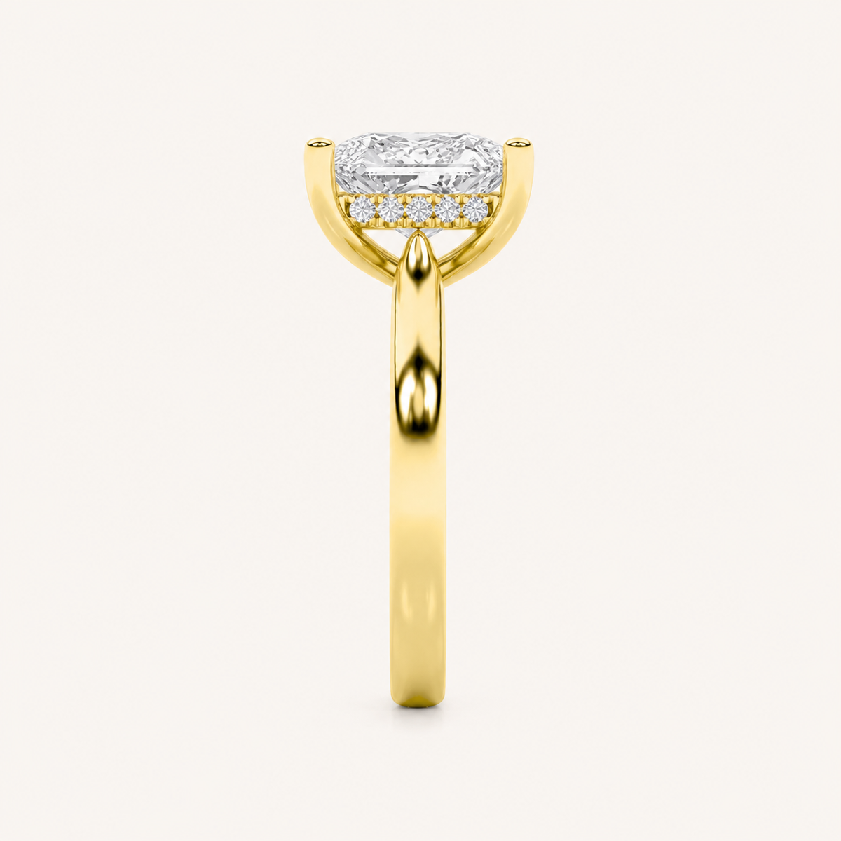2.00 CT Princess Cut Lab Grown Diamond Hidden Halo Ring