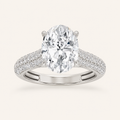 1.5CT Oval Cut Lab Grown Diamond Hidden Halo Side Stone Ring