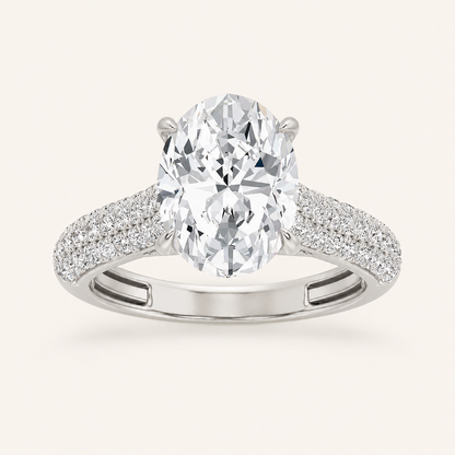 1.5CT Oval Cut Lab Grown Diamond Hidden Halo Side Stone Ring