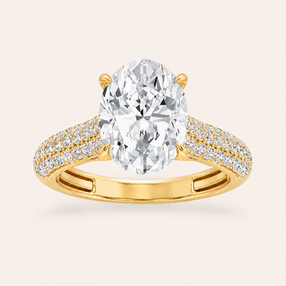 1.5CT Oval Cut Lab Grown Diamond Hidden Halo Side Stone Ring