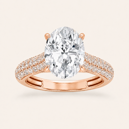 1.5CT Oval Cut Lab Grown Diamond Hidden Halo Side Stone Ring
