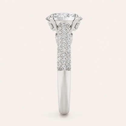 1.5CT Oval Cut Lab Grown Diamond Hidden Halo Side Stone Ring