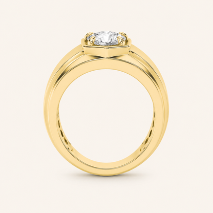 2CT Round Cut Lab Grown Diamond Solitaire Men's Ring