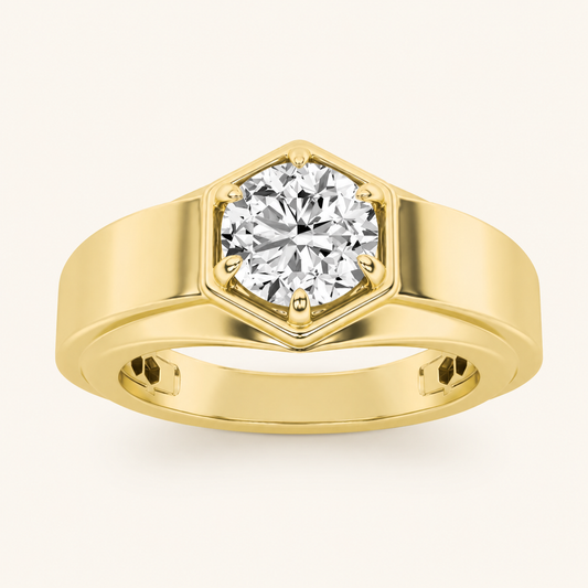 2CT Round Cut Lab Grown Diamond Solitaire Men's Ring