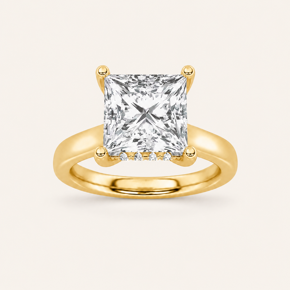 1.00 CT Princess Cut Lab Grown Diamond Hidden Halo Ring