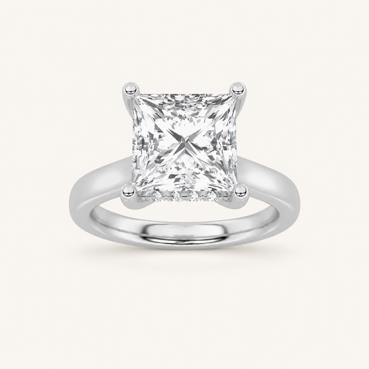 1.00 CT Princess Cut Lab Grown Diamond Hidden Halo Ring