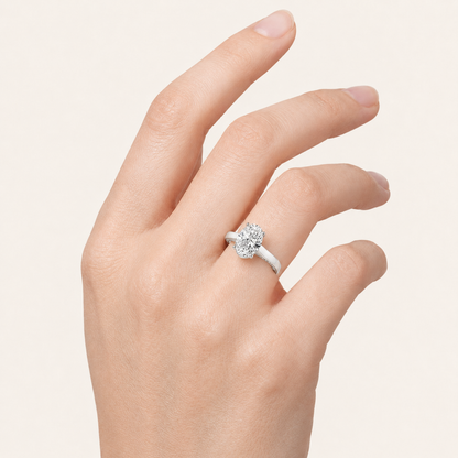 2.00CT Oval Cut Lab Grown Diamond Side Stone Ring
