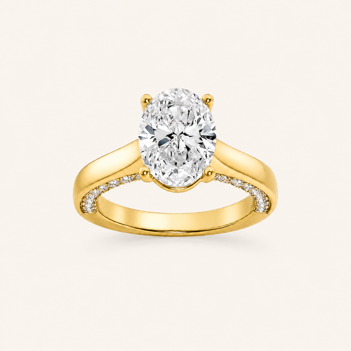 1.33 CT Oval Cut Lab Grown Diamond Side Stone Ring