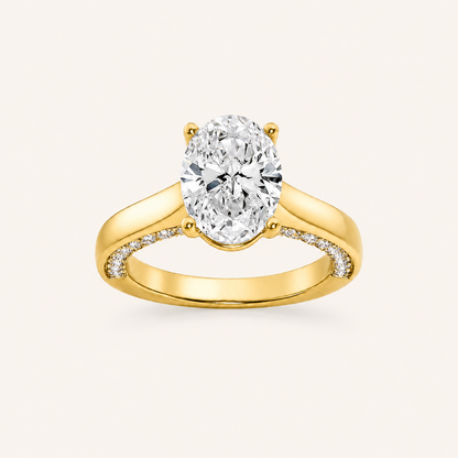 1.33 CT Oval Cut Lab Grown Diamond Side Stone Ring