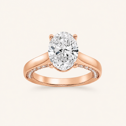 2.00CT Oval Cut Lab Grown Diamond Side Stone Ring