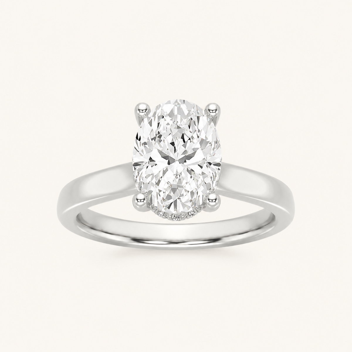 3.00CT Oval Cut Lab Grown Diamond Hidden Halo Ring
